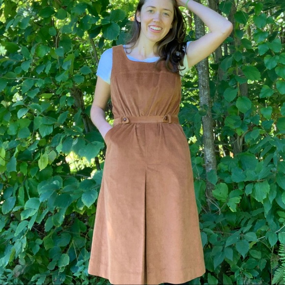 Vintage Rust Corduroy Jumper Dress 